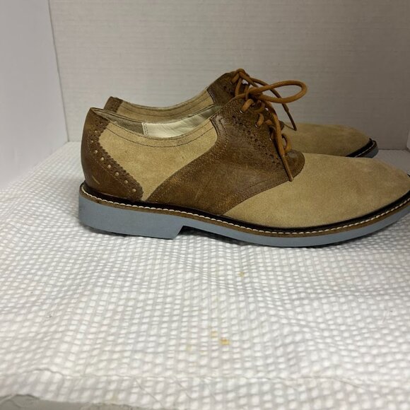 Cole Haan Men’s Two-Tone Suede Saddle Oxford Shoes Tan/Brown Size 8.5M - Picture 6 of 12